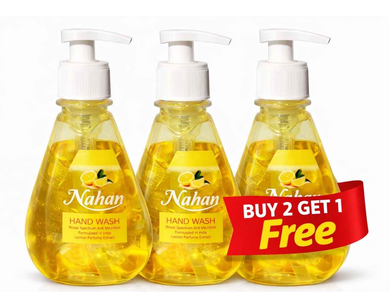 Nahan Lemon Hand Wash 250ml | Buy 2 Get 1 Free Offer | Refreshing Lemon Liquid Handwash Combo